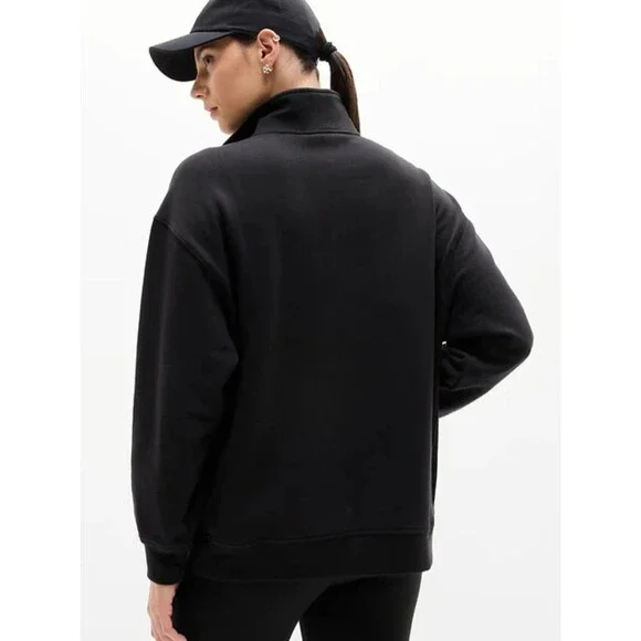 NWT ATHLETA EASY FOREVER FLEECE 1/4 ZIP SWEATSHIRT - Black- L - MSRP $99 - Picture 7 of 8